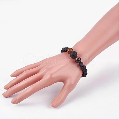 Natural Tiger Eye Stretch Bracelets BJEW-JB03159-03-1