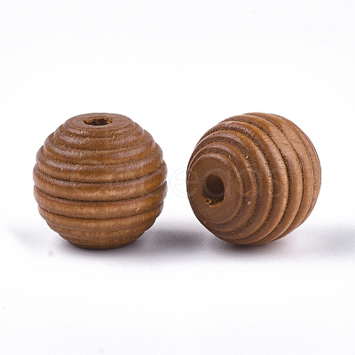 Painted Natural Wood Beehive Beads WOOD-S049-04B-07-1