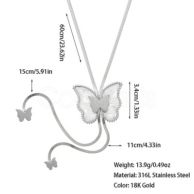 Bohemian Style 304 Stainless Steel with Acrylic Lariat Necklaces for Women FS-WG34D78-06-1