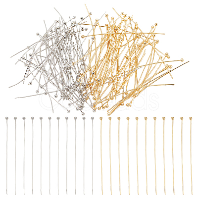 120Pcs 2 Styles Brass Ball Head Pins KK-BC0009-87-1