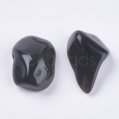 Natural Black Stone Chip Beads G-K251-01-1