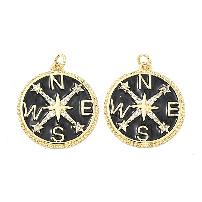 Eco-Friendly Brass Micro Pave Clear Cubic Zirconia Enamel Pendants ZIRC-C024-01G-01-1-1