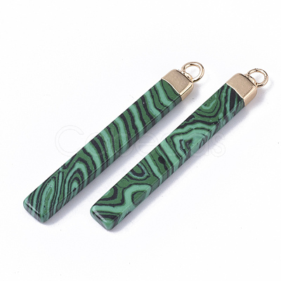 Top Golden Plated Synthetic Malachite Pendants G-S359-028C-1