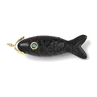 Natural Obsidian Carved Pendants G-P599-07G-01-1
