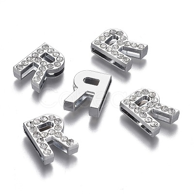 Alloy Letter Slide Charms RB-F034-01R-P-RS-1