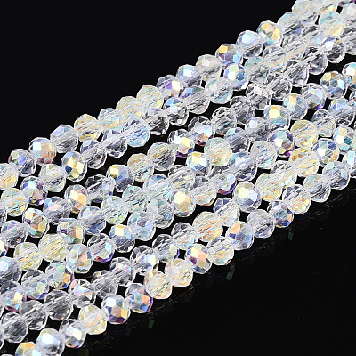 AB Color Plated Transparent Glass Rondelle Beads Strands EGLA-T029-2mm-10A-1