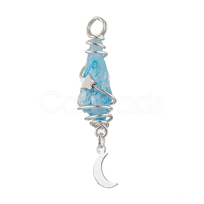 3Pcs 3 Styles Electroplated Natural Quartz Crystal Nuggets Copper Wire Wrapped Pendants PALLOY-JF03128-04-1