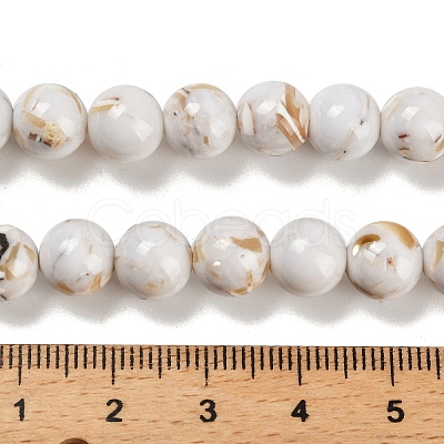 Assembled Synthetic Stone and Trochus Shell Beads Strands G-B128-08C-01-1