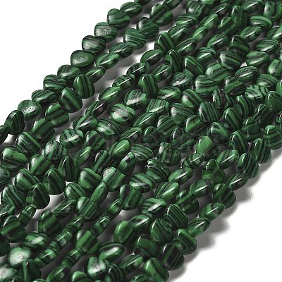 Synthetic Malachite Beads Strands G-P575-C14-6mm-1
