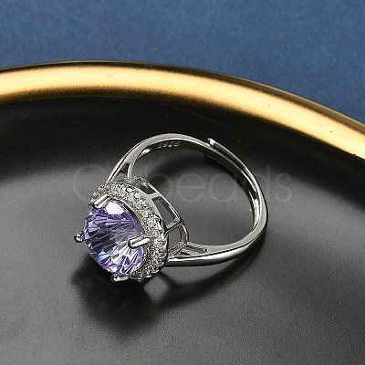 925 Sterling Silver Micro Pave Cubic Zirconia Finger Rings RJEW-B134-01A-04-1