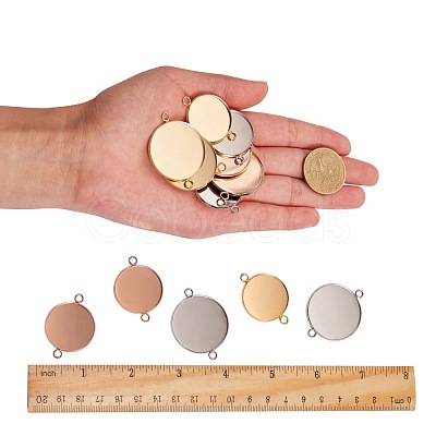 12Pcs 6 Style 304 Stainless Steel Cabochon Connector Settings STAS-SZ0001-42-1