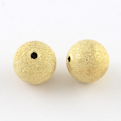 Brass Textured Beads X-KK-R012-10mm-G-1