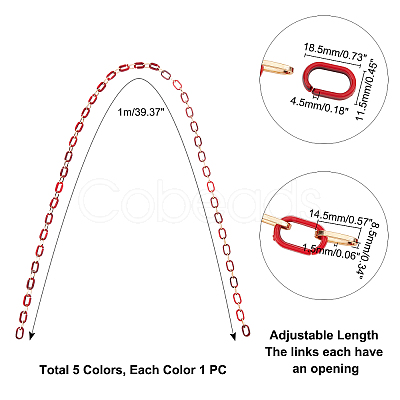 PandaHall Elite 5 Strands 5 Colors Handmade Acrylic & Aluminium Cable Chains AJEW-PH0001-85-1