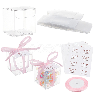 40Pcs Square PET Clear Party Favor Gift Box DIY-BC0006-41A-1