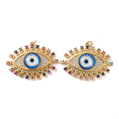 Rack Plating Brass Micro Pave Cubic Zirconia Pendants KK-H486-24G-03-1