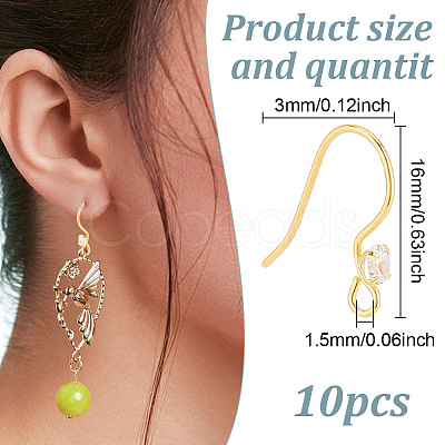 10Pcs 925 Sterling Silver with Clear Cubic Zirconia Earring Hooks FIND-GO0002-58-1