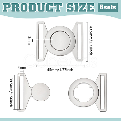 6 Sets Zinc Alloy Side Release Buckles FIND-BC0019-63P-1