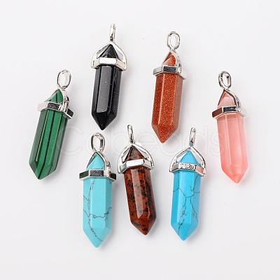 Synthetic Mixed Gemstone Pointed Pendants G-F295-03-1