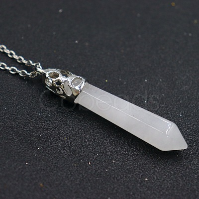 Natural Quartz Crystal Faceted Bullet Point Pendant Necklaces FS-WG32EE9-04-1