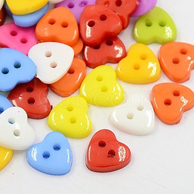 Acrylic Heart Buttons X-BUTT-E071-B-M-1