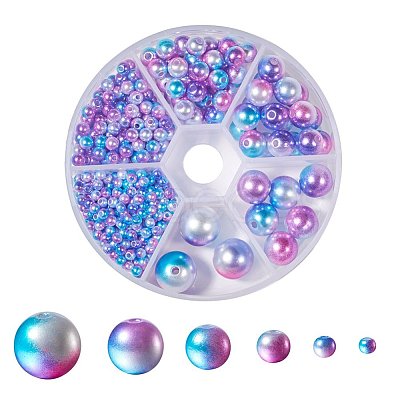 Rainbow ABS Plastic Imitation Pearl Beads OACR-YW0001-03F-1