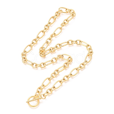 Unisex PVD Vacuum Plating 304 Stainless Steel Figaro Chain Necklaces X-NJEW-H215-03G-1