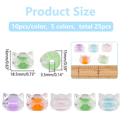 5 Bags 5 Colors Transparent Acrylic Beads MACR-WR0001-02-1