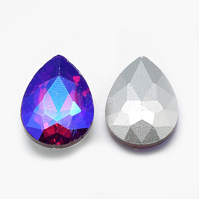 Pointed Back Glass Rhinestone Cabochons RGLA-T017-10x14mm-03-1