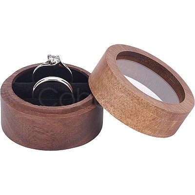 Walnut Wooden Engagement Ring Boxes CON-WH0072-88-1