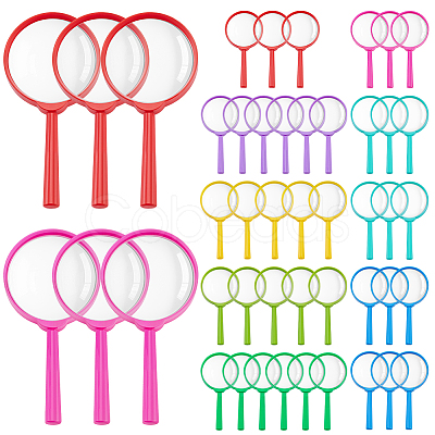 48Pcs 8 Colors Plastic Handheld Magnifier for Children DIY-WA0001-02-1