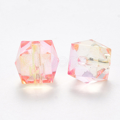 Two Tone Transparent Spray Painted Acrylic Beads X-ACRP-T005-26O-1