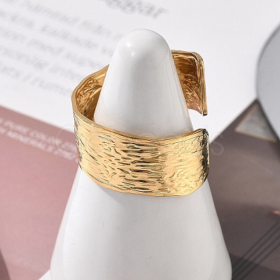 304 Stainless Steel Open Cuff Ring for Women RJEW-M049-01G-03-1