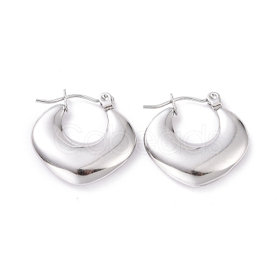 Non-Tarnish 304 Stainless Steel Chunky Rhombus Hoop Earrings for Women EJEW-G293-22P-1