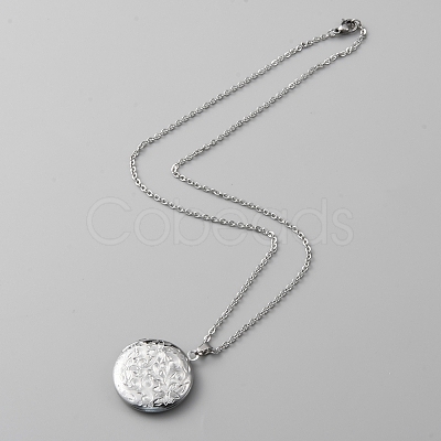304 Stainless Steel Photo Locket Necklace NJEW-WH0016-10-1