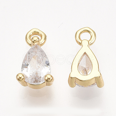 Brass Cubic Zirconia Charms X-KK-T038-562G-NF-1
