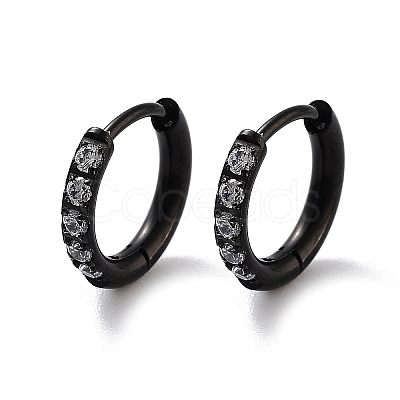Ion Plating(IP) 316 Surgical Stainless Steel Pave Clear Cubic Zirconia Hoop Earrings Women EJEW-A109-01B-EB-1