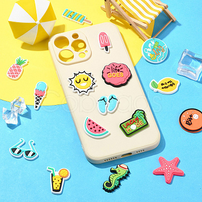 56Pcs 56 Styles Summer Theme PVC Cabochons KY-CJ0002-10-1