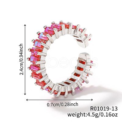 Brass Glass Cuff Rings ZQ1341-12-1