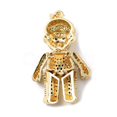 Brass Micro Pave Cubic Zirconia Pendants KK-P233-01G-1