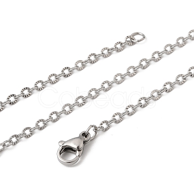 12Pcs 2.4MM 304 Stainless Steel Textured Cable Chain Necklaces for Men Women NJEW-H093-18P-02-1