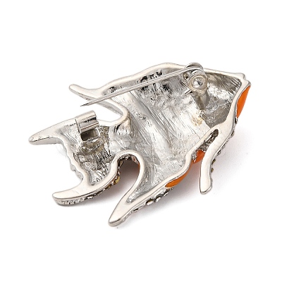 Zinc Alloy Crystal Rhinestone Resin Fish Brooch JEWB-U010-01P-01-1