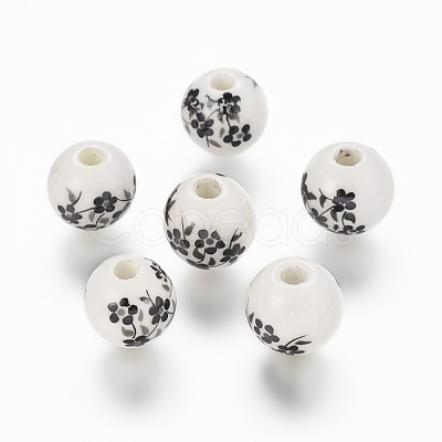 Handmade Printed Porcelain Beads PORC-Q201-10mm-5-1