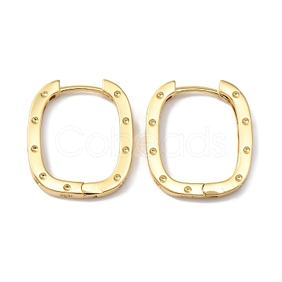 Brass Oval with Polka Dot Hoop Earrings for Woman EJEW-F314-02B-G-1