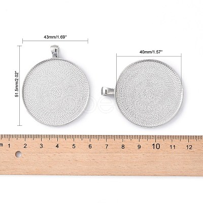 Tibetan Style Flat Round Alloy Big Pendant Cabochon Settings X-TIBEP-Q049-09AS-RS-1