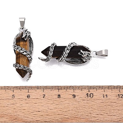 Natural Tiger Eye Double Terminal Pointed Pendants GG-N001-02AS-01-1
