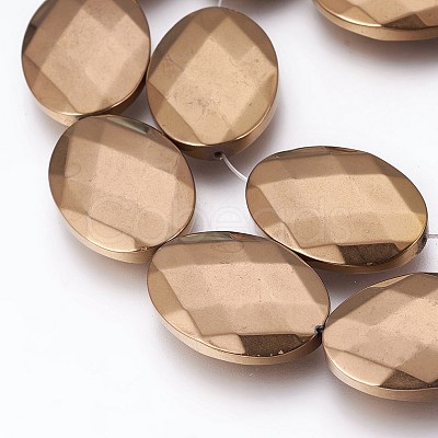Electroplated Non-magnetic Synthetic Hematite Beads Strands G-P392-V04-1