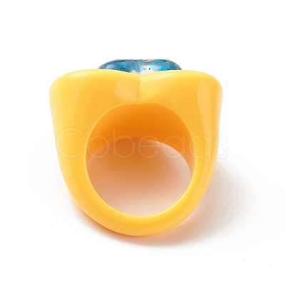 3D Resin Heart Finger Ring RJEW-JR00538-04-1