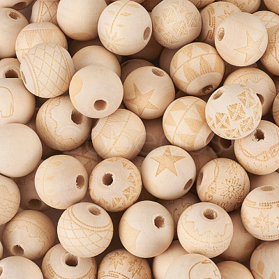 100Pcs 10 Style Unfinished Natural Wood European Beads WOOD-TA0001-55-1
