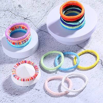 30Pcs 15 Colors Polymer Clay Heishi Surfer Stretch Bracelets Set BJEW-SW00134-1