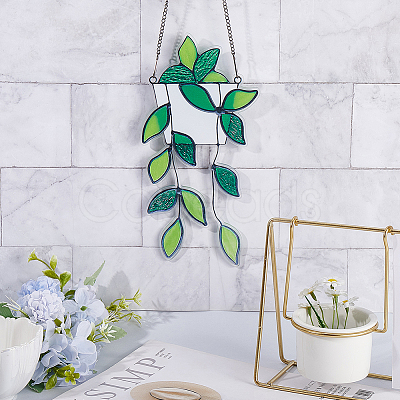 1 Set Plant Acrylic Leaf Window Hanging Decorations AJEW-GF0009-95-1